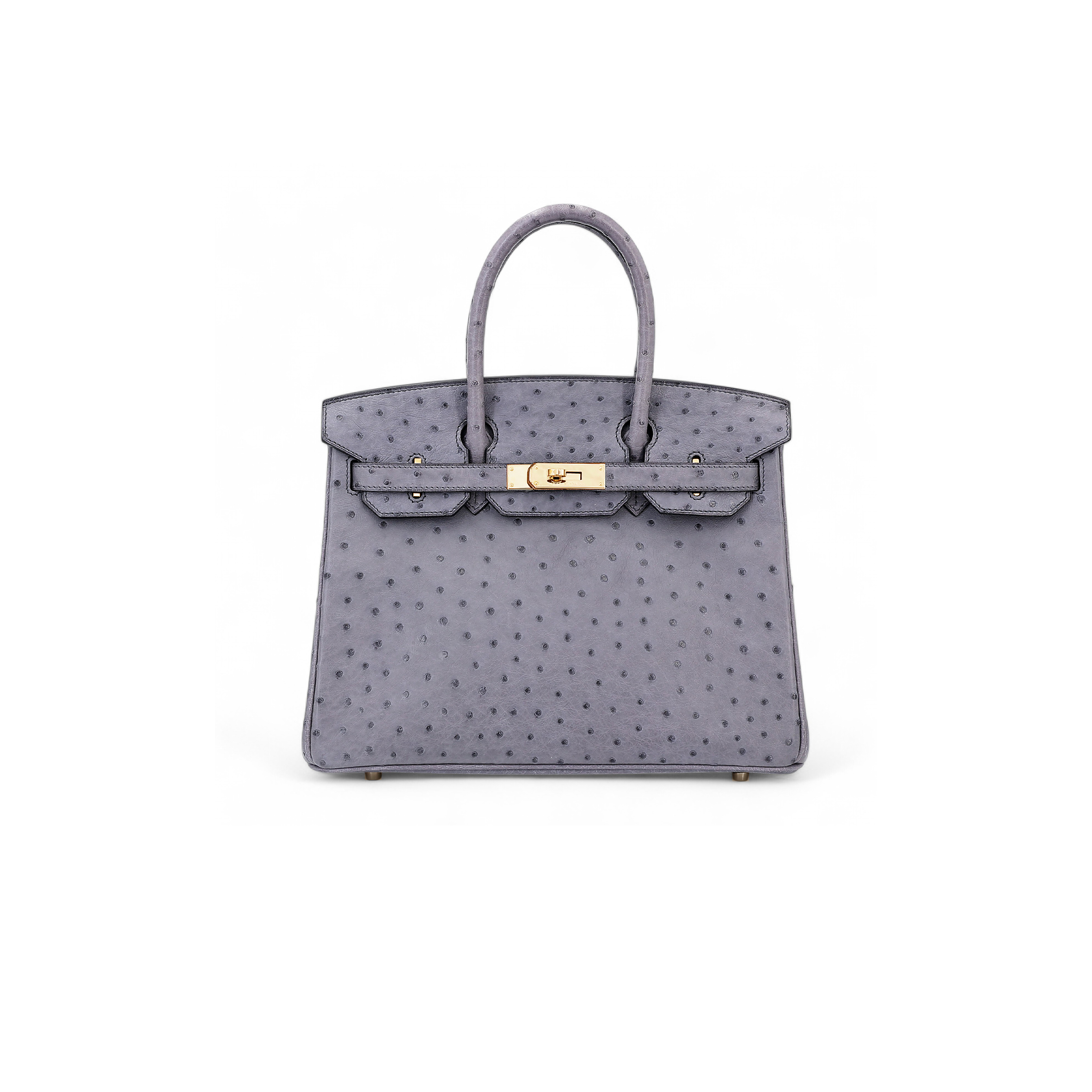 HERMÈS MASTER BIRKIN 30 OSTRICH LEATHER LAVENDER GOLD BUCKLE H041933CK80 (30*22*16cm)